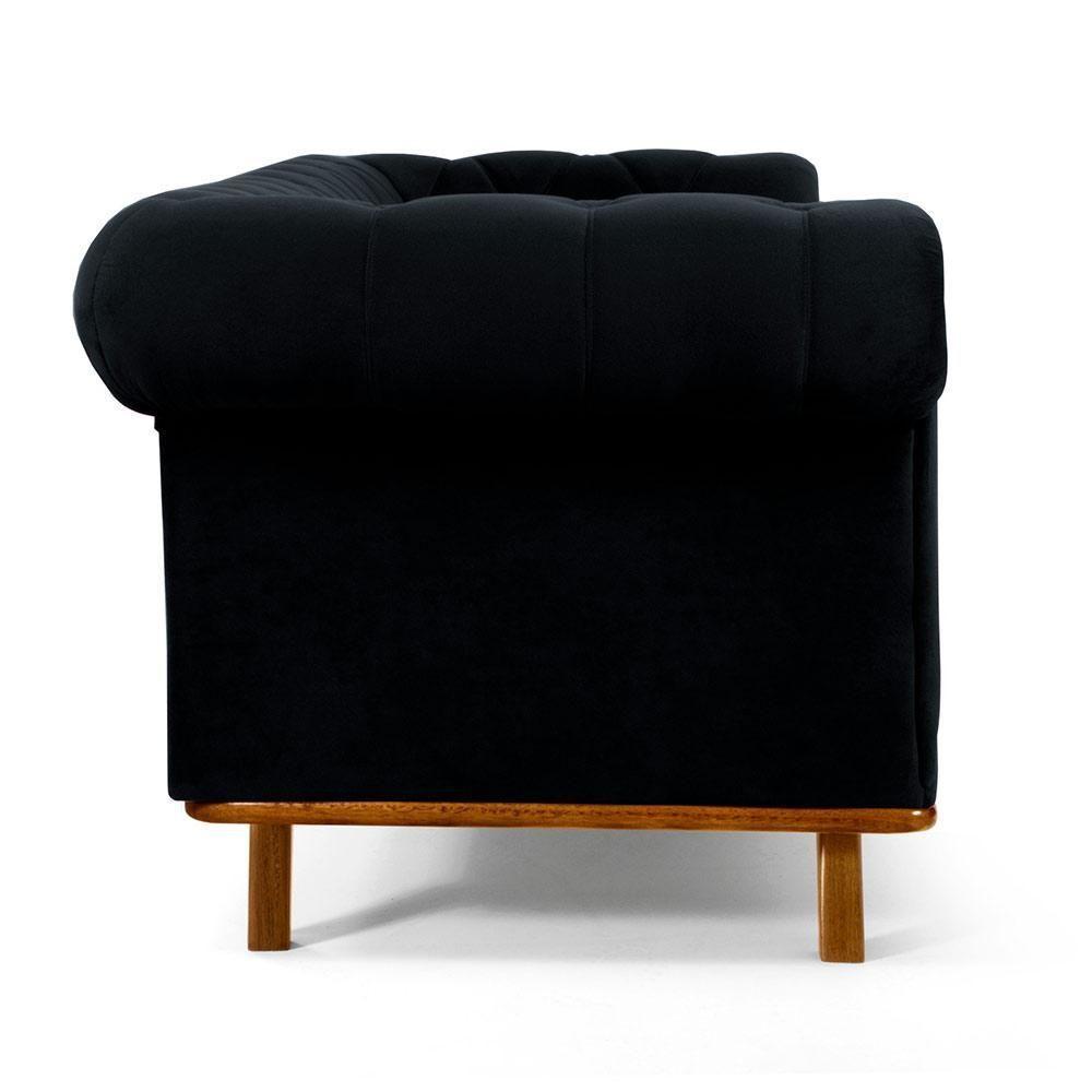 Sofá 3 Lugares Império 210 Cm Veludo Preto C-300 - 4