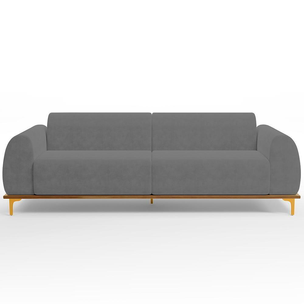 Sofá 03 Lugares Kiev 210 Cm Veludo Cinza C-317 - 6