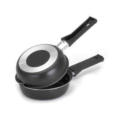 Frigideira Dupla para Omelete e Hambúrguer Alumínio Antiaderente 14cm Preto Nacional