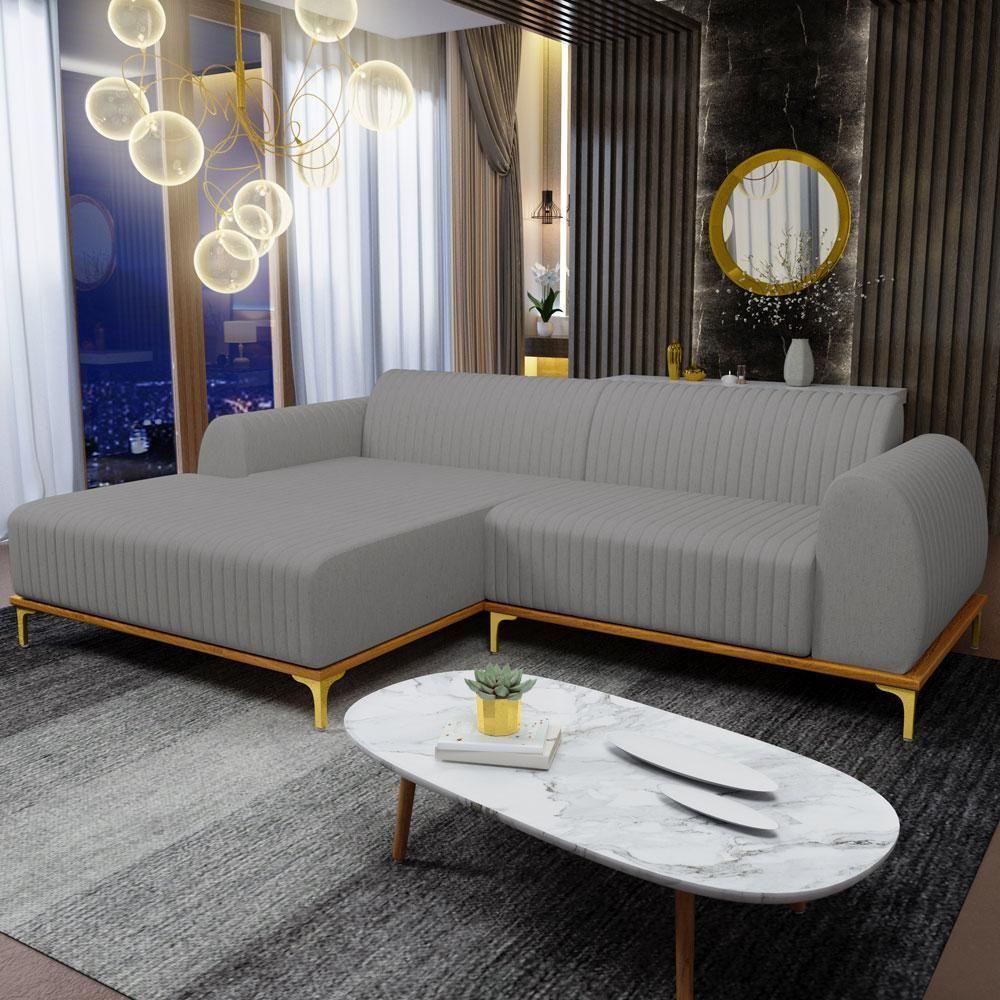 Sofá 3 Lugares Com Chaise Molino 245cm Cinza Escuro C-416 - 8