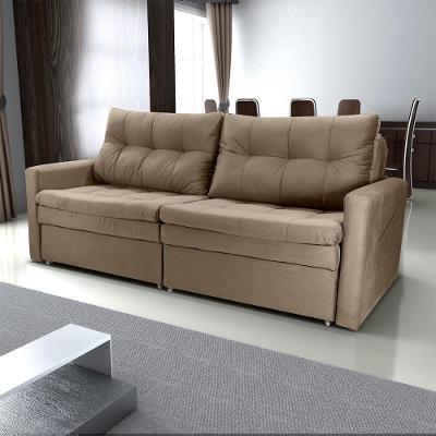 Sofá Cama Nayla 3 Lugares Retrátil 220cm Veludo Turkey Capuccino Matrix