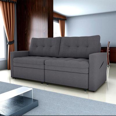 Sofá Cama Nayla 3 Lugares Retrátil 220cm Cinza Bouclê Matrix