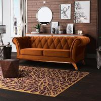 Sofá 4 Lugares Império 260 Cm Veludo Telha C-262 - 5