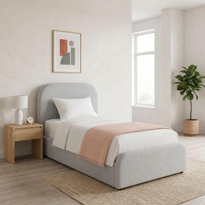 Cama Moderna Cabeceira e Peseira com Espuma Estrutura MDF MDP Linho Cinza Jasper Móveis