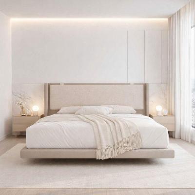 Cama Suspensa Casal Viena Contemporânea em MDF Ocre e Bege Jasper Móveis