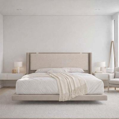 Cama Casal Flutuante Viena Luxuosa em MDF-MDP Ocre com Estrutura Robusta Jasper Móveis