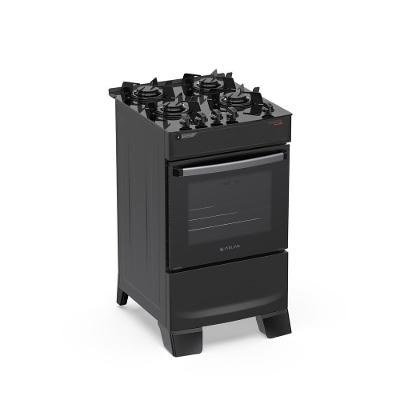 Fogão de Piso 4 Bocas a Gás Atlas Atenas Mesa de Vidro Automático Preto Bivolt