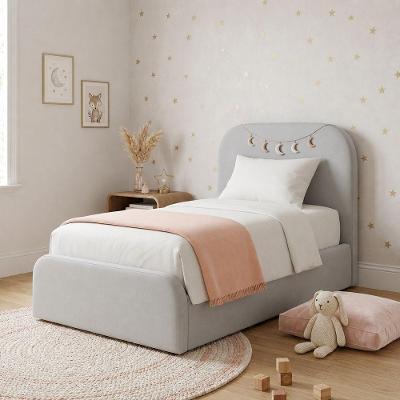 Cama Infantil Estofada Valentina Luxuosa Solteiro Linho Cinza Jasper Móveis