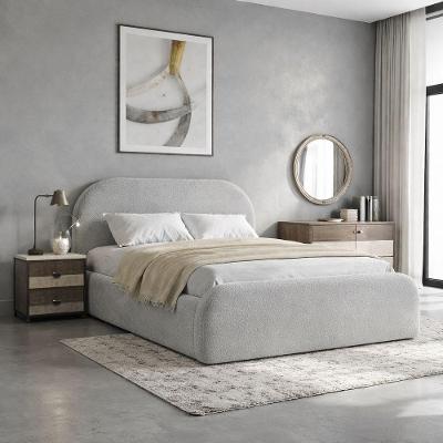 Cama King Valentina Confortável em MDF-MDP Boucle Cinza para Quarto Elegante Jasper Móveis