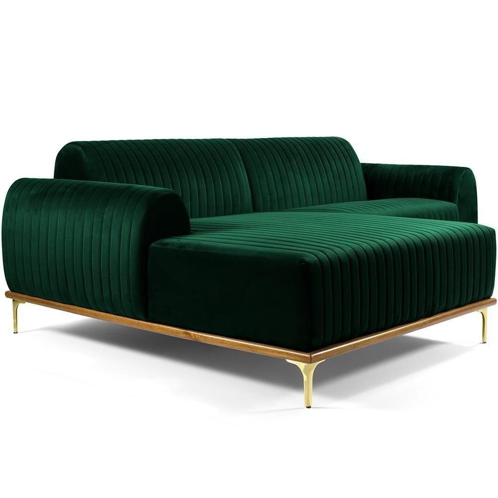 Sofá 4 Lugares Com Chaise Molino 265cm Verde Musgo C-303 - 1