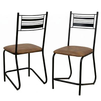 Conjunto com 2 Cadeiras Tubular Atlanta Estrutura em Aço Tecido Sintético Preto e Caramelo Artefamol