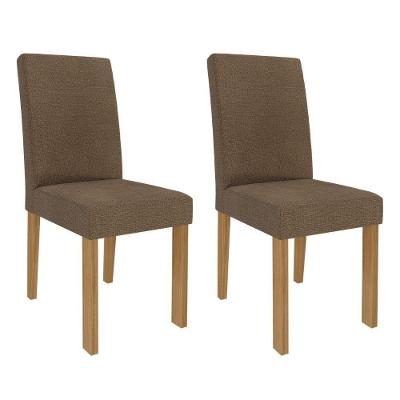 Kit 2 Cadeiras Maia 15167 em MDF Linho Nature Mascavo Milani Movelaria