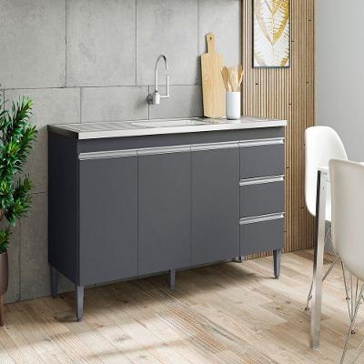 Balcão Andreia 3 Portas 3 Gavetas MDP 150CM Cinza AJL Móveis