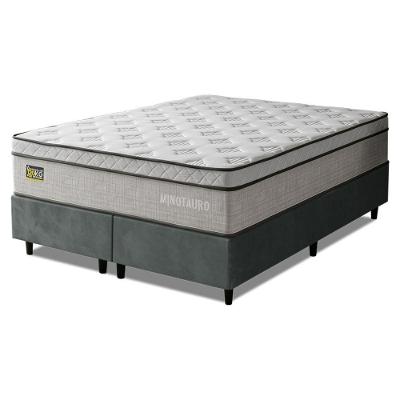 Cama Box com Colchão Queen Minotauro Ortopédico D33 Euro Pillow Tecido Jacquard Branco Hellen