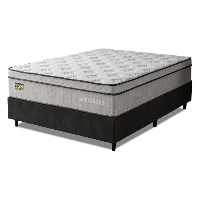 Cama Box com Colchão Casal Minotauro Ortopédico D33 Euro Pillow Tecido Jacquard Preto Hellen