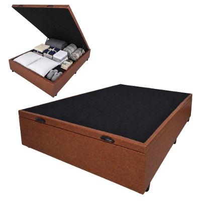 Cama Box com Baú Casal 1,38m em Revestimento Sintético Courino Marrom Prince 138CM