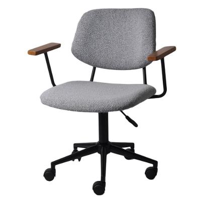 Cadeira de Escritório Riga Secretária Bouclé Base com Rodízios Giratória Cinza OR Design