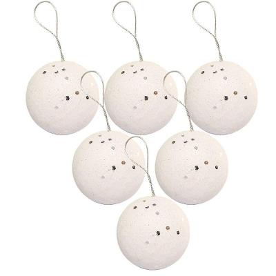 Bola de Natal Max Glitter Branco 6CM 6 Unidades Isopor Yangzi