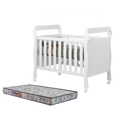 Berço Americano Soninho com Colchão Sleep Evolui para Mini Cama Branco Tigus Móveis