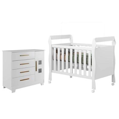 Berço Americano Soninho com Cômoda Fly MDF Branco Tigus Móveis