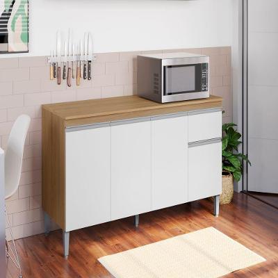 Balcão Tatiane 3 Portas 1 Gaveta MDP 150CM Amêndoa AJL Móveis