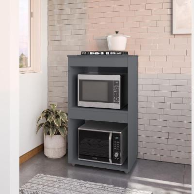 Balcão Cooktop Adriana 2 Portas MDP 75CM Cinza Fosco AJL Móveis