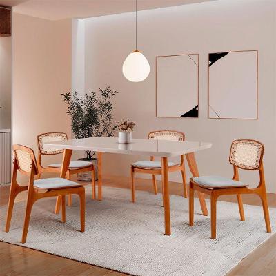 Conjunto de Jantar Malta 4 Lugares Tampo em Vidro Imbuia 120CM Moderna