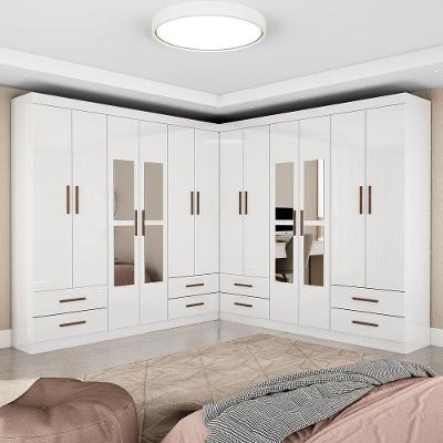 Closet Casal Duplo Lu 8 Gavetas 4 Prateleiras MDP 177CM Branco Carioca Móveis