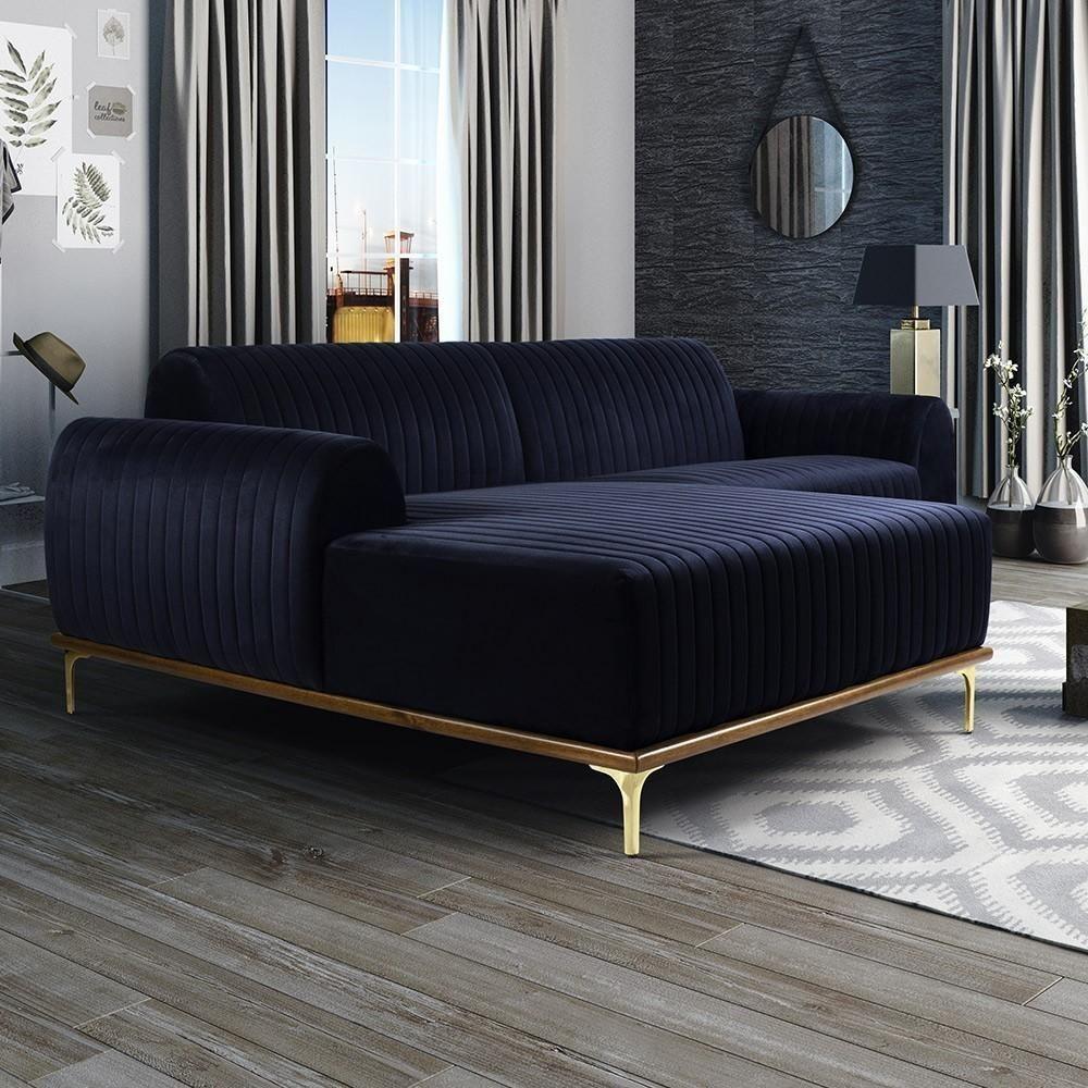 Sofá 4 Lugares Com Chaise Molino 265cm Azul Marinho C-287 - 6