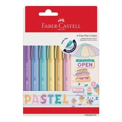Caneta Faber-Castell Fine Pen Colors Pastel FPBES6TPZF 6 Cores Triangular