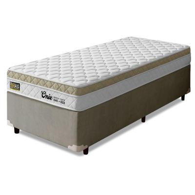 Cama Box Solteiro Onix Euro Pillow Espuma Ortopédica Tecido Jacquard Bege e Branco Hellen 88CM