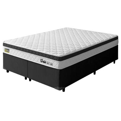 Cama Box Queen Onix Euro Pillow Espuma Ortopédica Tecido Jacquard Branco Preto Hellen