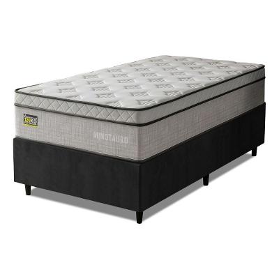 Cama Box com Colchão Solteiro Minotauro Ortopédico D33 Tecido Jacquard Branco e Preto Hellen