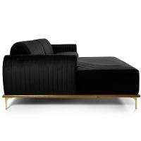 Sofá 4 Lugares Com Chaise Molino 265cm Veludo Preto C-300 - 2