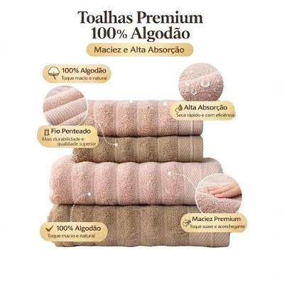 Jogo de Toalhas de Banho Aura 100% Algodão 520g-m² Café Atlântica 4 Peças