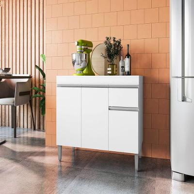 Balcão Tatiane 3 Portas 1 Gaveta MDP 100CM Branco Brilho AJL Móveis