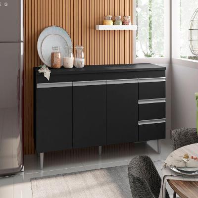 Balcão Andreia 3 Portas 3 Gavetas MDP 150CM Preto AJL Móveis