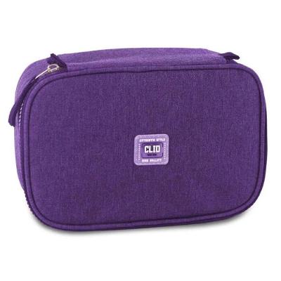 Estojo Clio Box Poliester Escolar Juvenil Organizador 100 Pens Preto Cinza Rosa Roxo