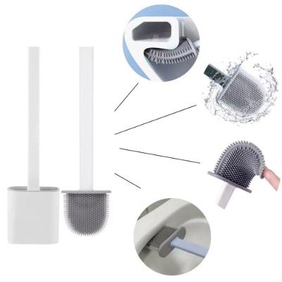 Escova Sanitária de Silicone para Vaso Sanitário com Suporte Fundo Vazado Banheiro Branco Kz