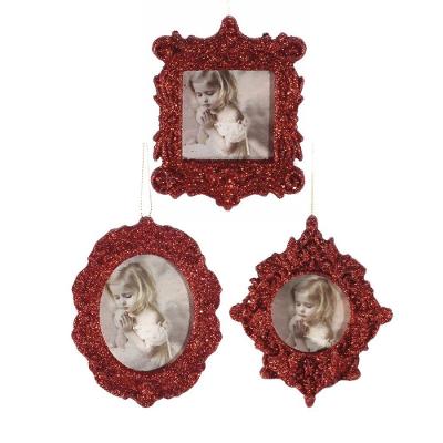Enfeite de Natal Magizi Porta Retrato para Fotos 10cm Vermelho Yangzi 3 UNIDADES