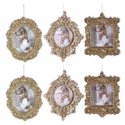Enfeite de Natal Magizi Porta Retrato com Glitter Dourado Yangzi 6 Peças