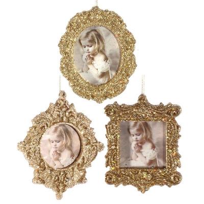 Enfeite de Natal Magizi Porta Retrato com Gliter Dourado e Sistema para Foto 10cm Yangzi