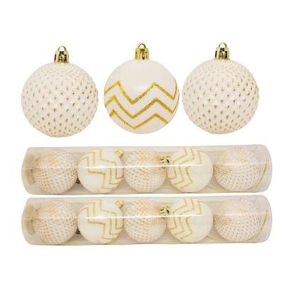 Enfeite de Natal Magizi com Design Misto e Glitter Branco e Dourado Yangzi 10 Unidades