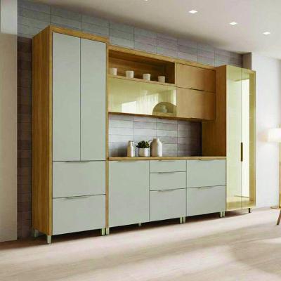 Cozinha Marquesa 9 Portas 6 Gavetas MDF 340CM Nature-Greige Nesher Móveis