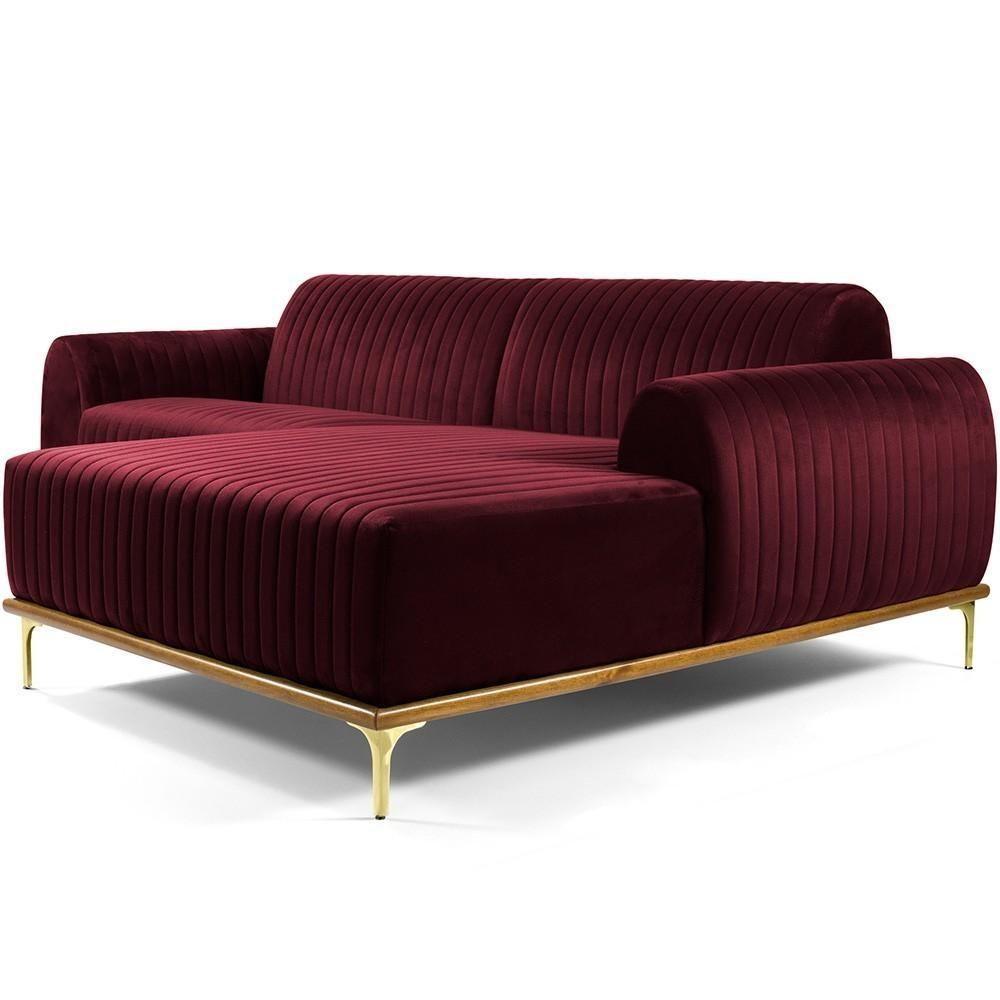 Sofá 3 Lugares Com Chaise Molino 230 Cm Marsala C-278 - 1