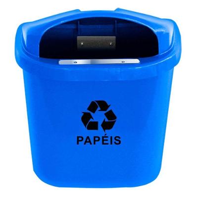Cesto Individual Coleta Seletiva para Poste Ou Parede 40L Azul JSN