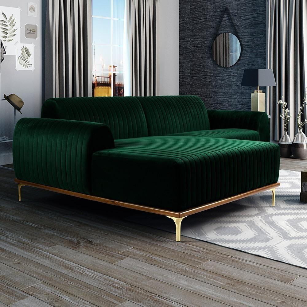 Sofá 4 Lugares Com Chaise Molino 255cm Verde Musgo C-303 - 6