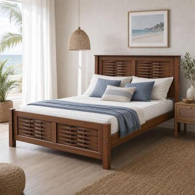 Cama Casal Queen Aton S05 Tramado Madeira Maciça Ipê Lyam Decor 158CM
