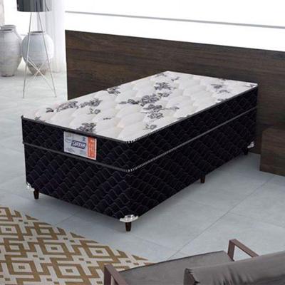 Cama Box Conjugada Solteiro Supreme Densidade Fixa D28 Poliéster Preto com Branco Gazin Colchões