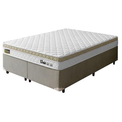 Cama Box Queen Onix Euro Pillow Espuma Ortopédica Tecido Jacquard Bege e Branco Hellen 158CM